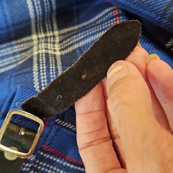 Blue plaid pleated skirt kilt pin accent adjustable sz. 12 wool custom made - Picture 11 of 12